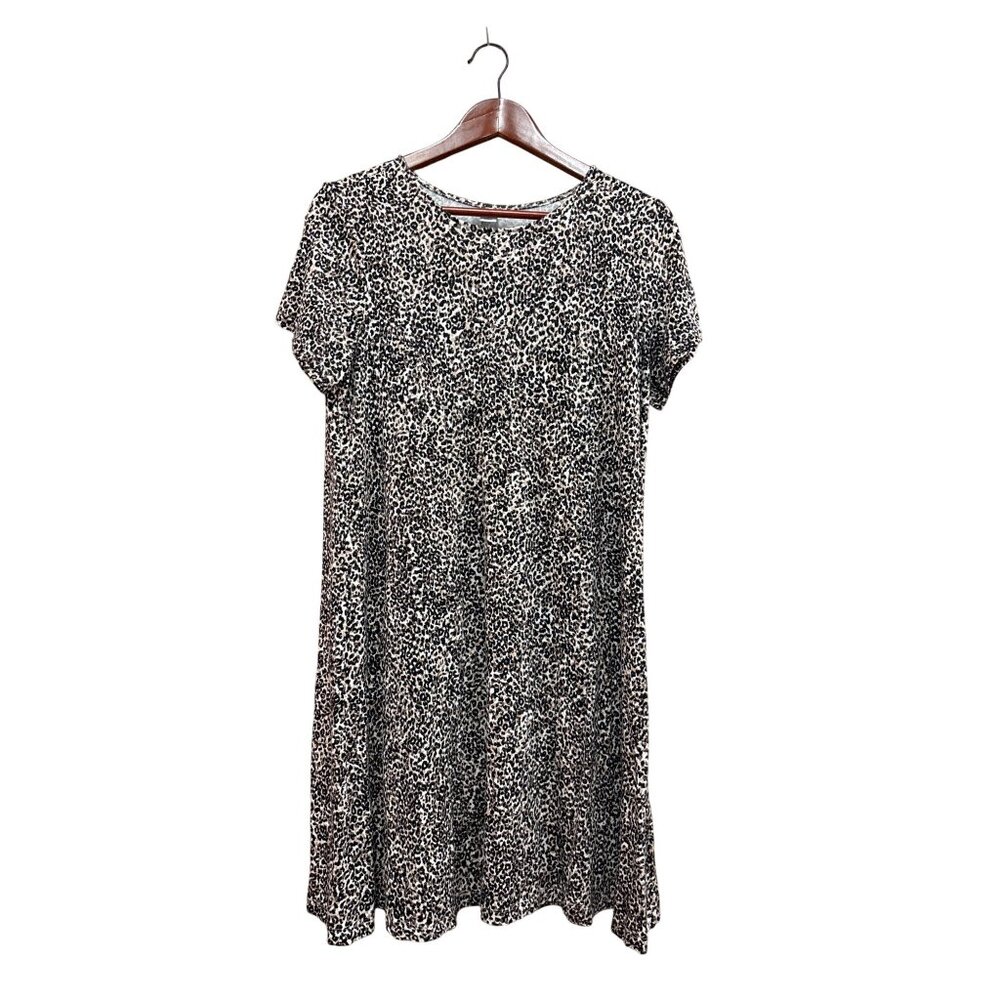 Leopard Print Casual Short Sleeve Dress Size L